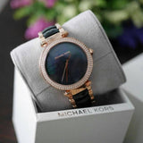 Michael Kors Parker Mother of Pearl Black Dial Two Tone Steel Strap Watch for Women - MK6414