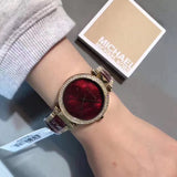 Michael Kors Parker Mother of Pearl Red Dial Two Tone Steel Strap Watch for Women - MK6427