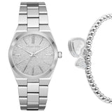 Michael Kors Channing Three Hand Silver Dial Silver Steel Strap Watch For Women - MK6626