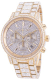 Michael Kors Ritz Three-Hand Glitz Crystals Gold Dial Gold Steel Strap Watch for Women - MK6747