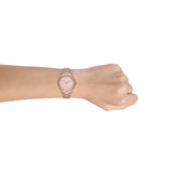 Michael Kors Layton Three Hand Pink Dial Rose Gold Steel Strap Watch For Women - MK6848