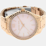 Michael Kors Layton Three Hand Pink Dial Rose Gold Steel Strap Watch For Women - MK6848