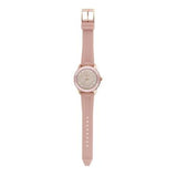 Michael Kors Runway Three Hand Crystal Pave Dial Pink Rubber Strap Watch For Women - MK6854