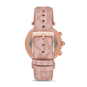 Michael Kors Parker Chronograph White Dial Pink Leather Strap Watch For Women - MK6935