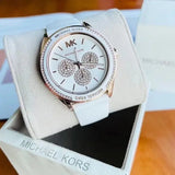 Michael Kors Oversized Sport Quartz White Dial White Rubber Strap Watch For Women - MK6945