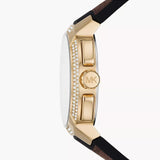 Michael Kors Sidney Multifunction White Dial Brown Leather Strap Watch For Women - MK6948