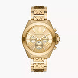 Michael Kors Wren Chronograph Gold Dial Gold Steel Strap Watch for Women - MK6952