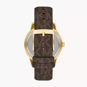 Michael Kors Tibby Multifunction Gold Dial Brown Leather Strap Watch For Women - MK6966