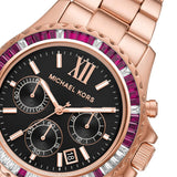 Michael Kors Everest Chronograph Black Dial Rose Gold Steel Strap Watch for Women - MK6972