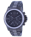 Michael Kors Everest Chronograph Black Dial Grey Steel Strap Watch For Women - MK6974