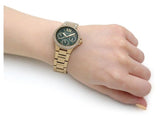 Michael Kors Camille Multifunction Green Dial Gold Steel Strap Watch For Women - MK6981