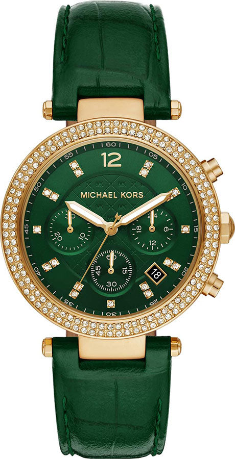 Michael Kors Parker Chronograph Green Dial Green Leather