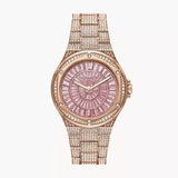 Michael Kors Lennox Three Hand Crystals Rose Gold Dial Rose Gold Steel Strap Watch For Women - MK6992