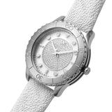 Michael Kors Runway Three Hand White Dial White Leather Strap Watch For Women - MK6998