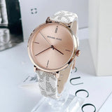 Michael Kors Jayne Three Hand Rose Gold Dial White Leather Strap Watch For Women - MK7128