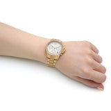 Michael Kors Everest Chronograph White Dial Gold Steel Strap Watch For Women - MK7212