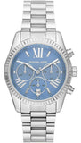 Michael Kors Lexington Chronograph Blue Dial Silver Steel Strap Watch For Women - MK7215