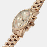 Michael Kors Lexington Chronograph Grey Dial Rose Gold Steel Strap Watch For Women - MK7217