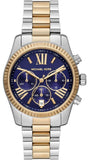 Michael Kors Lexington Chronograph Blue Dial Two Tone Steel Strap Watch For Women - MK7218