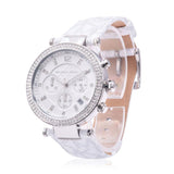 Michael Kors Parker Chronograph White Dial White Leather Strap Watch For Women - MK7226