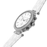 Michael Kors Parker Chronograph White Dial White Leather Strap Watch For Women - MK7226