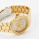 Michael Kors Lennox Three Hand Gold Dial Gold Steel Strap Watch For Women - MK7229