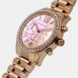 Michael Kors Lexington Chronograph Rose Gold Dial Rose Gold Steel Strap Watch for Women - MK7242