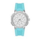 Michael Kors Sidney Multifunction Analog White Dial Turquoise Silicone Strap Watch For Women - MK7246