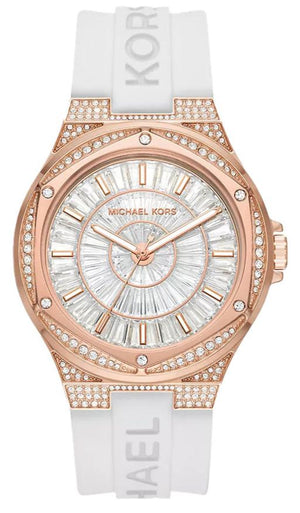 Michael Kors Lennox Three-Hand Crystals Dial White Silicone Strap Watch For Women - MK7248