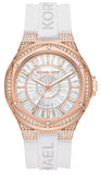 Michael Kors Lennox Three-Hand Crystals Dial White Silicone Strap Watch For Women - MK7248