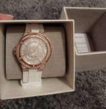 Michael Kors Lennox Three-Hand Crystals Dial White Silicone Strap Watch For Women - MK7248