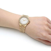 Michael Kors Lennox Three-Hand Silver Dial Gold Steel Strap Watch For Women - MK7278