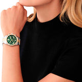 Michael Kors Lexington Chronograph Green Dial Two Tone Steel Strap Watch For Women - MK7303