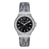 Michael Kors Lennox Quartz Black Dial Grey Leather Strap Watch For Women - MK7309