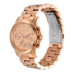 Michael Kors Runway Chronograph Rose Gold Dial Rose Gold Steel Strap Watch For Women - MK7324