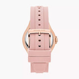 Michael Kors Lennox Three-Hand Analog White Dial Pink Silicone Strap Watch For Women - MK7334