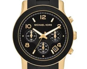 Michael Kors Runway Chronograph Black Dial Black Silicone Strap Watch For Women - MK7385