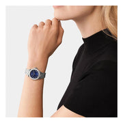 Michael Kors Lennox Three-Hand Blue Dial Silver Steel Strap Watch For Women - MK7397