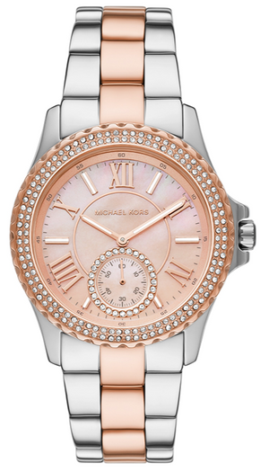 Michael Kors Everest Three Hand Rose Gold Dial Two Tone Steel Strap Watch For Women - MK7402