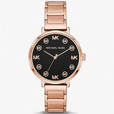 Michael Kors Addyson Quartz Black Dial Gold Steel Strap Watch for Women - MK7416