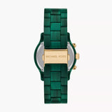 Michael Kors Runway Chronograph Green Dial Green Steel Strap Watch for Women - MK7422