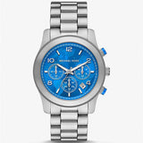 Michael Kors Runway Stop Hunger Blue Dial Silver Steel Strap Watch for Women - MK7427