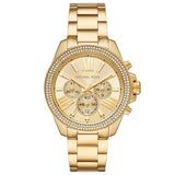 Michael Kors Wren Chronograph Gold Dial Gold Steel Strap Watch for Women - MK7428