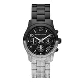 Michael Kors Runway Pavé Black Dial Two Tone Steel Strap Watch for Women - MK7433