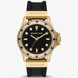 Michael Kors Everest Three-Hand Crystals Black Dial Black Rubber Strap Watch for Women - MK7440