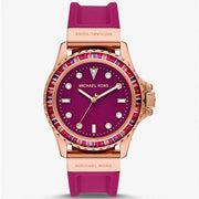 Michael Kors Everest Pave Crystals Pink Dial Pink Rubber Strap Watch for Women - MK7441