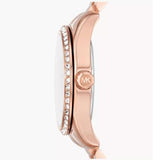 Michael Kors Lexington Three Hand Mother of Pearl Pink Dial Rose Gold Steel Strap Watch For Women - MK7444