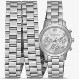 Michael Kors Runway 18K Rhodium Plated Triple Wrap Silver Dial Silver Steel Strap Watch for Women - MK7451