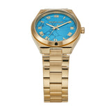 Michael Kors Lennox Analog Blue Dial Gold Steel Strap Watch for Women - MK7460