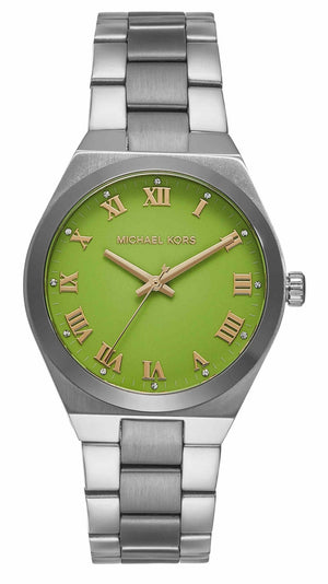 Michael Kors Lennox Three-Hand Green Dial Silver Steel Strap Watch for Women - MK7463